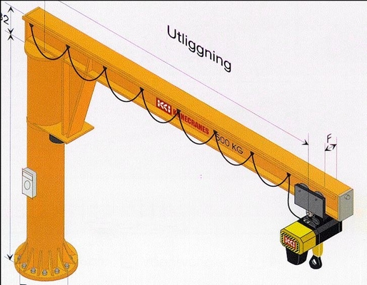 Σταθερή στήλη 8m Cantilever μήκους γερανός φλόκων βραχιόνων ελεύθερος στεμένος 3,2 τόνο
